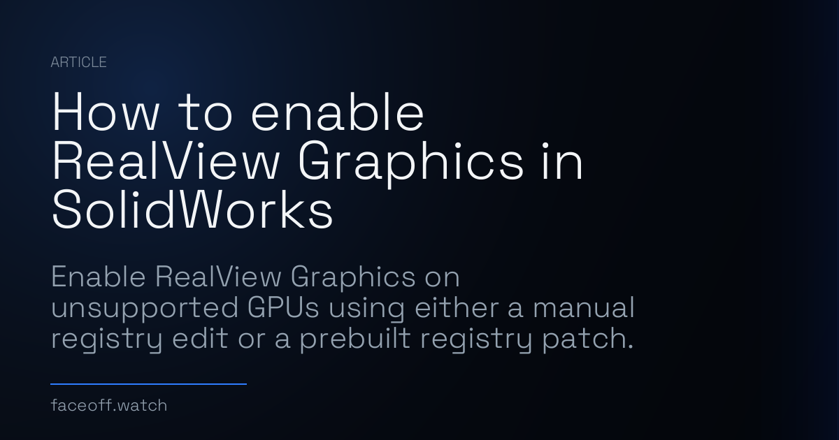Solidworks Realview Graphics How to enable RealView Graphics in SolidWorks · Face-Off